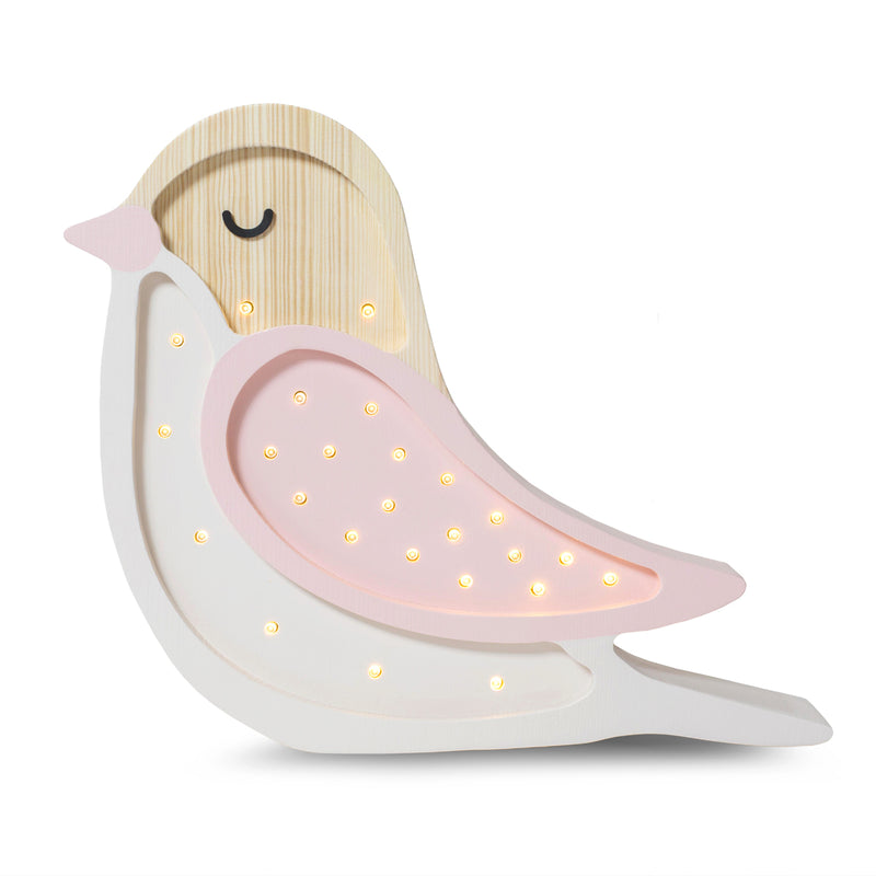 lámpara de madera infantil en forma de pájaro rosa grande