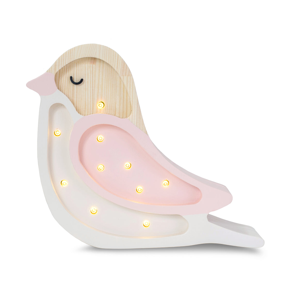 Lampara madera infantil pájaro rosa