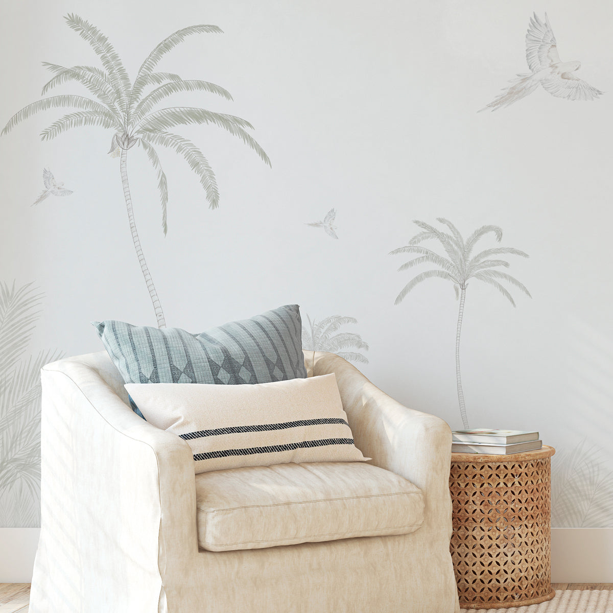 Mural de pared Palmeras Tropicales Green Cream