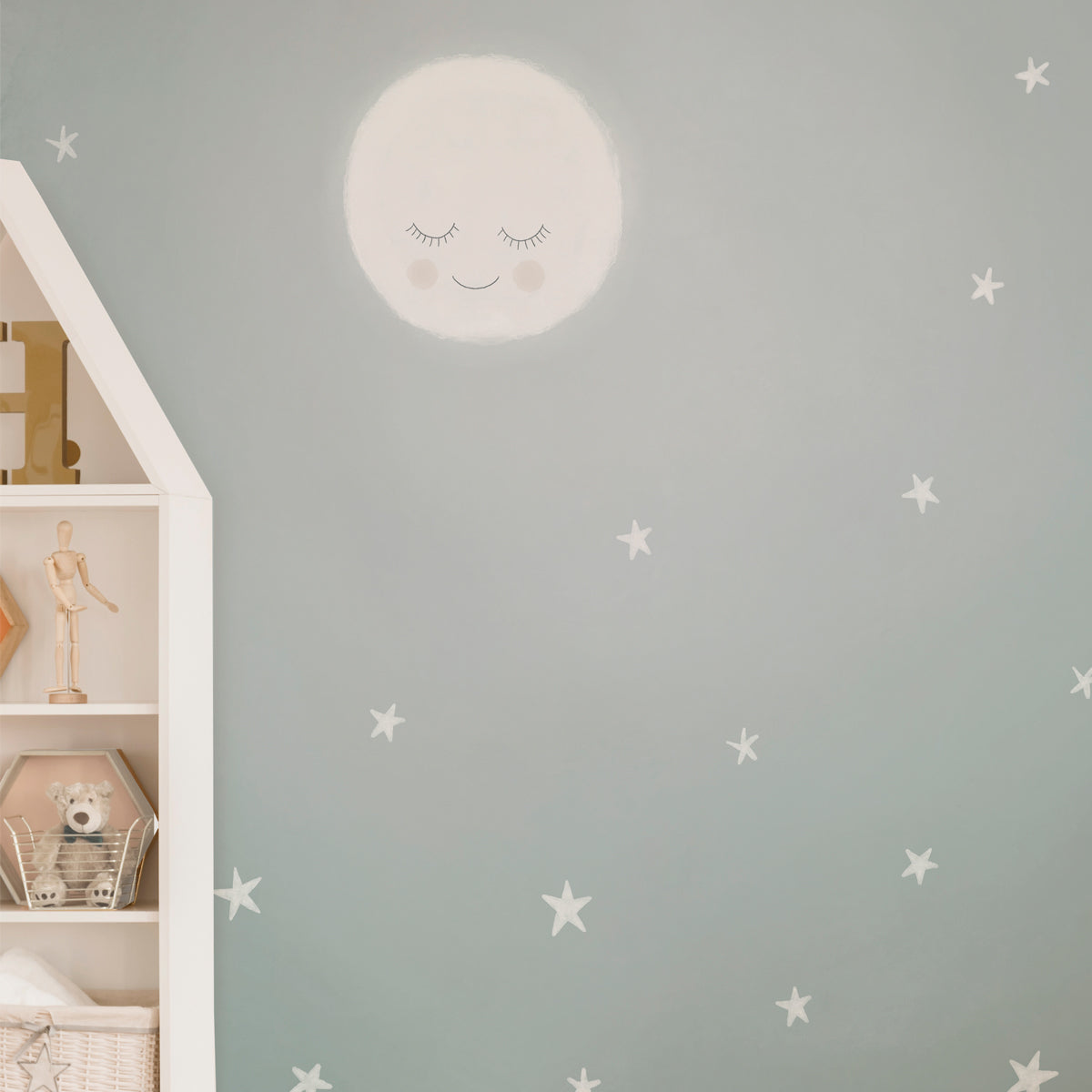 Mural infantil Cielo con estrellas verde