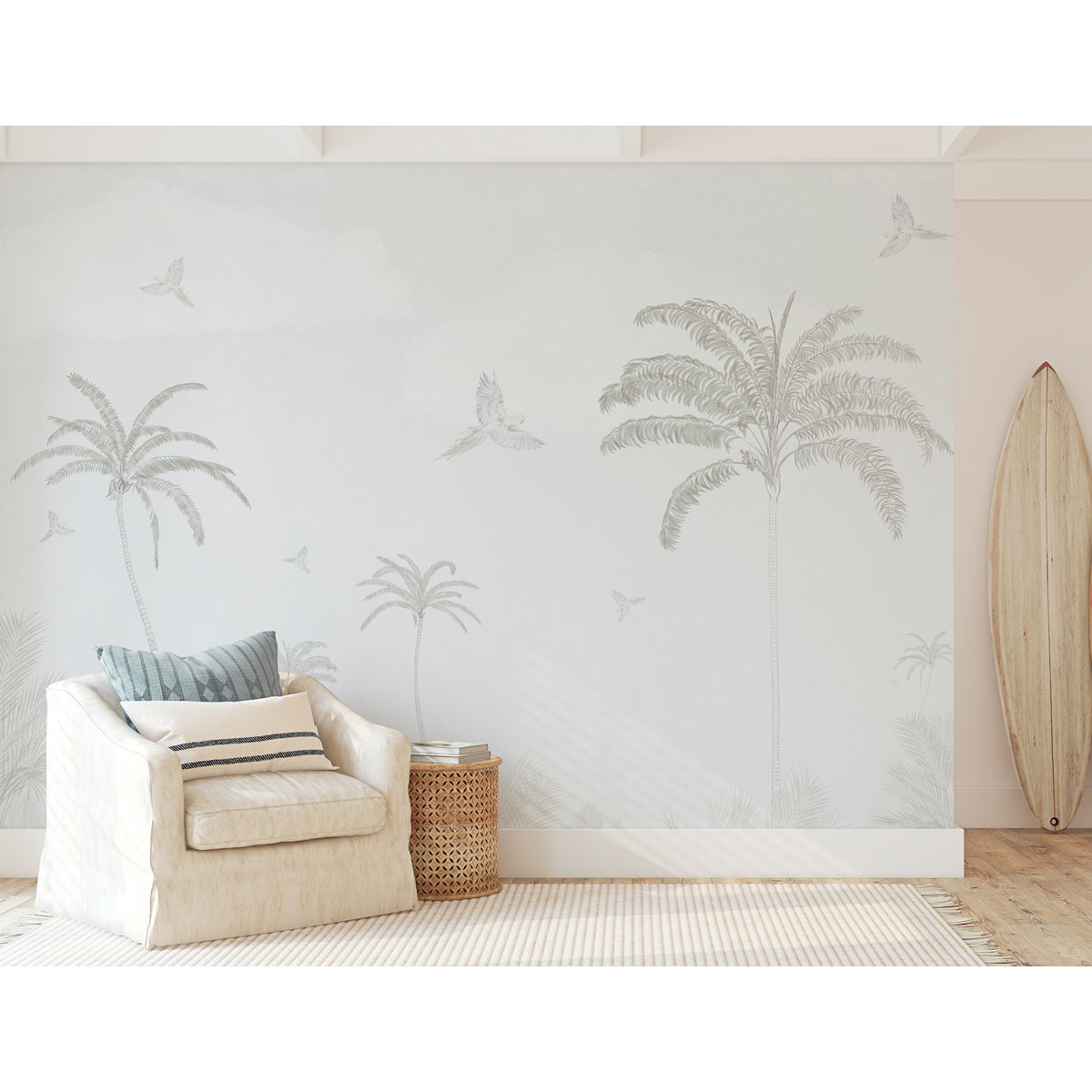 Mural de pared Palmeras Tropicales Green Cream
