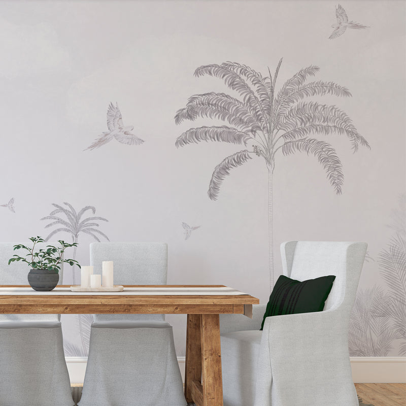 Murale de palmiers tropicaux en graphite