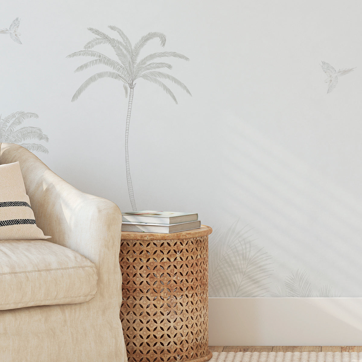 Mural de pared Palmeras Tropicales Green Cream