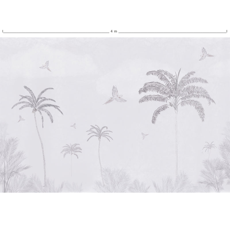 Murale in grafite con palme tropicali