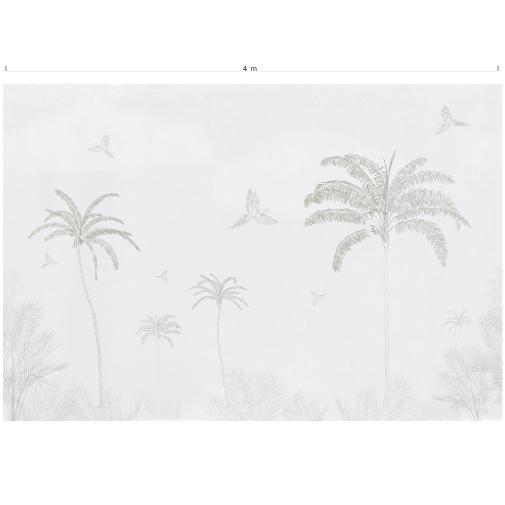 Mural de pared Palmeras Tropicales Green Cream