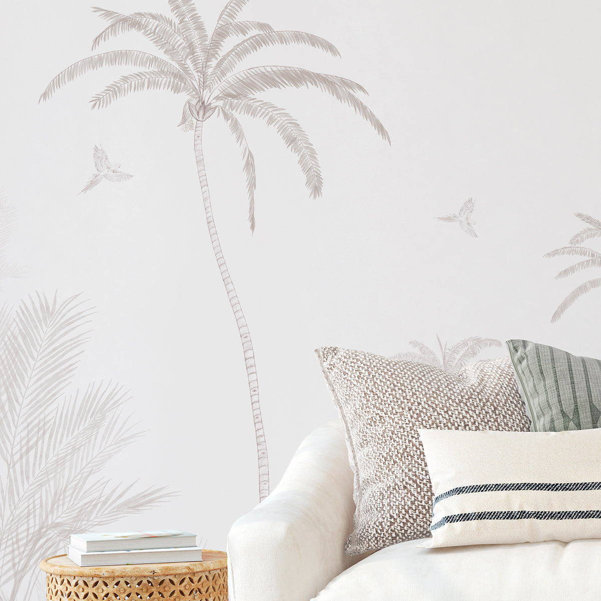 Mural de pared Tropical de palmeras color sepia para decoración de la casa