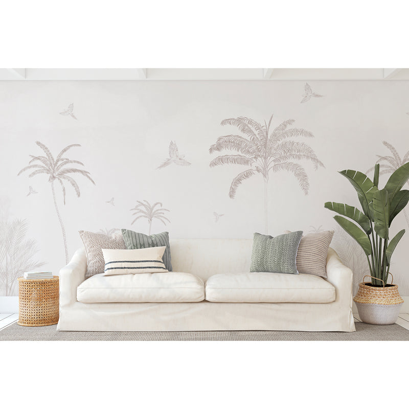 Mural Sepia Tropical con palmeras para decoración de la pared