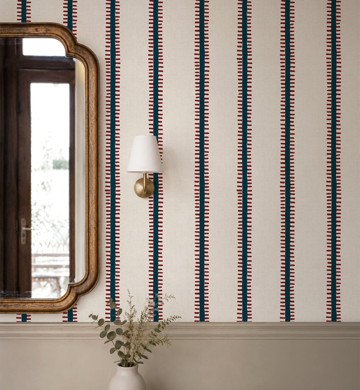 Striped Wallpaper Pati Ruby Navy