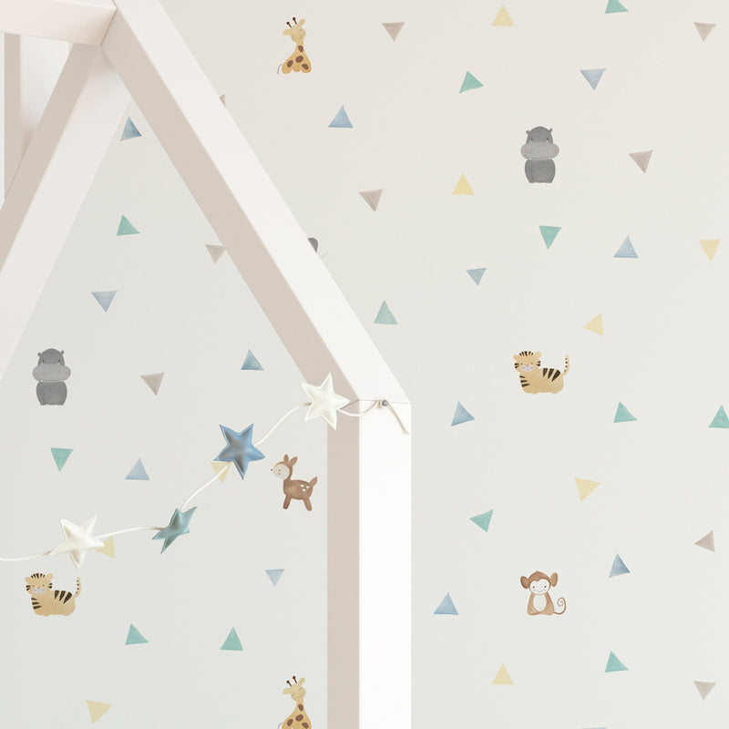 Papel pintado triángulos para decorar cuarto de niños – ALF&mabi
