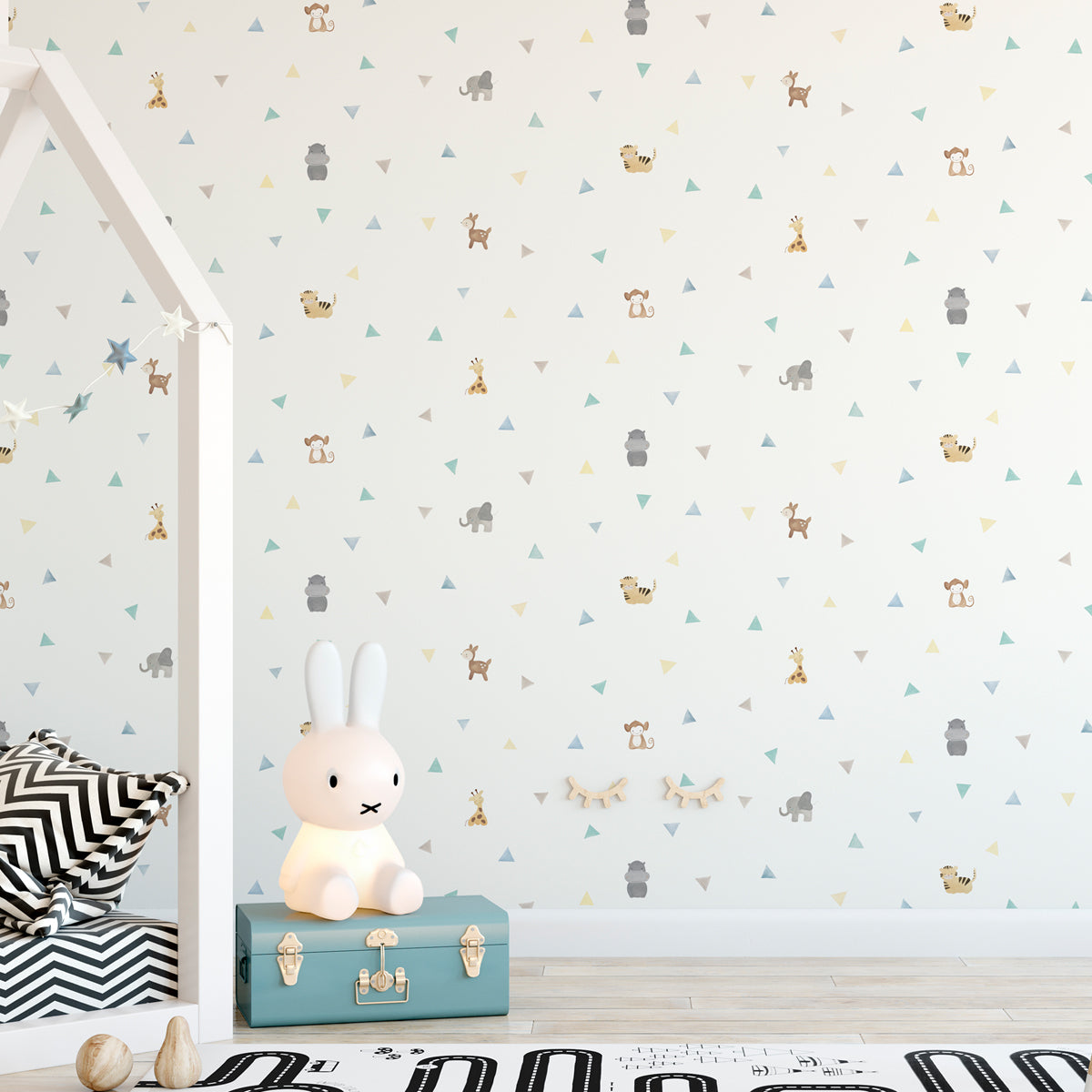 Papel pintado Animales - azul y verde