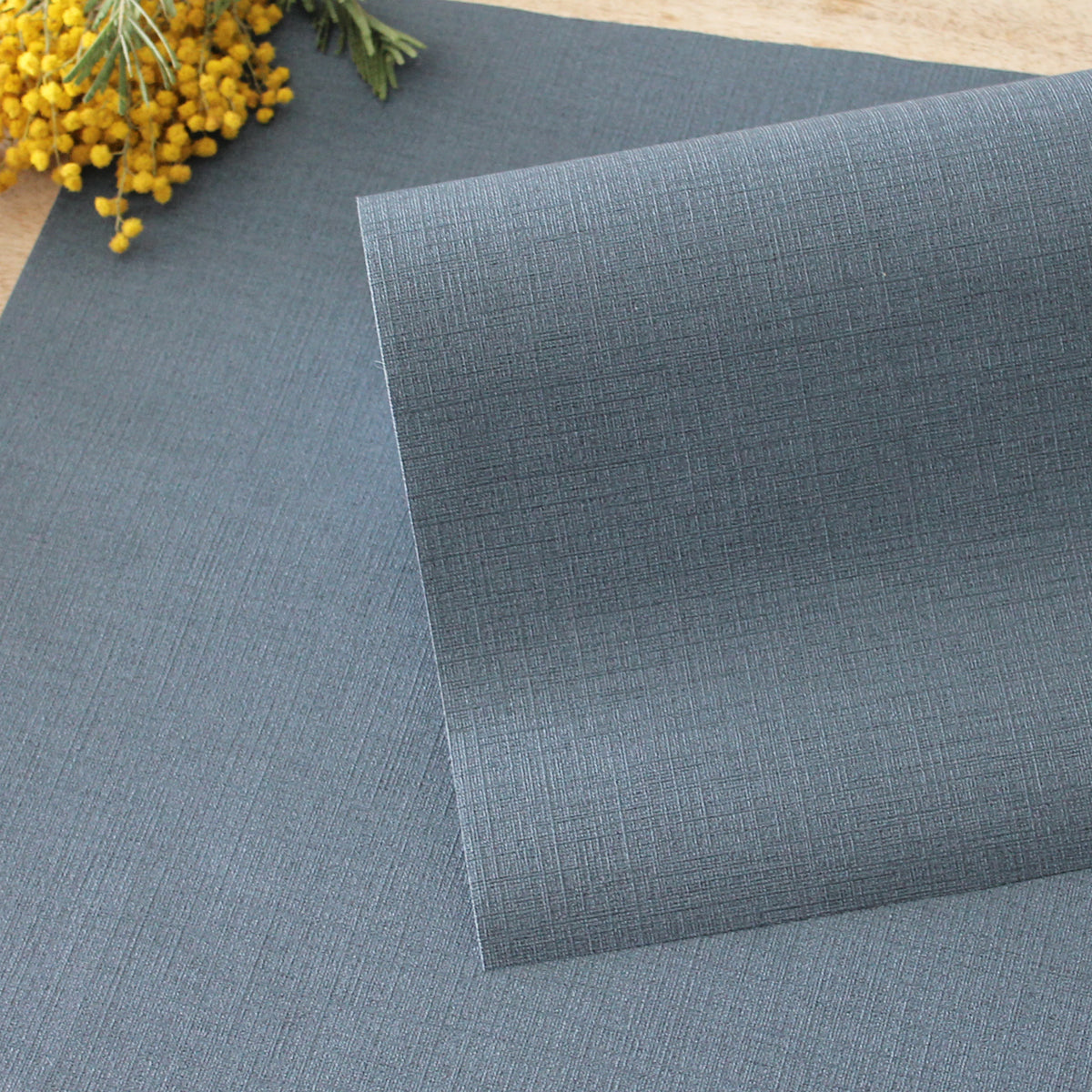 Papel pintado Azul noche vinílico textura lino