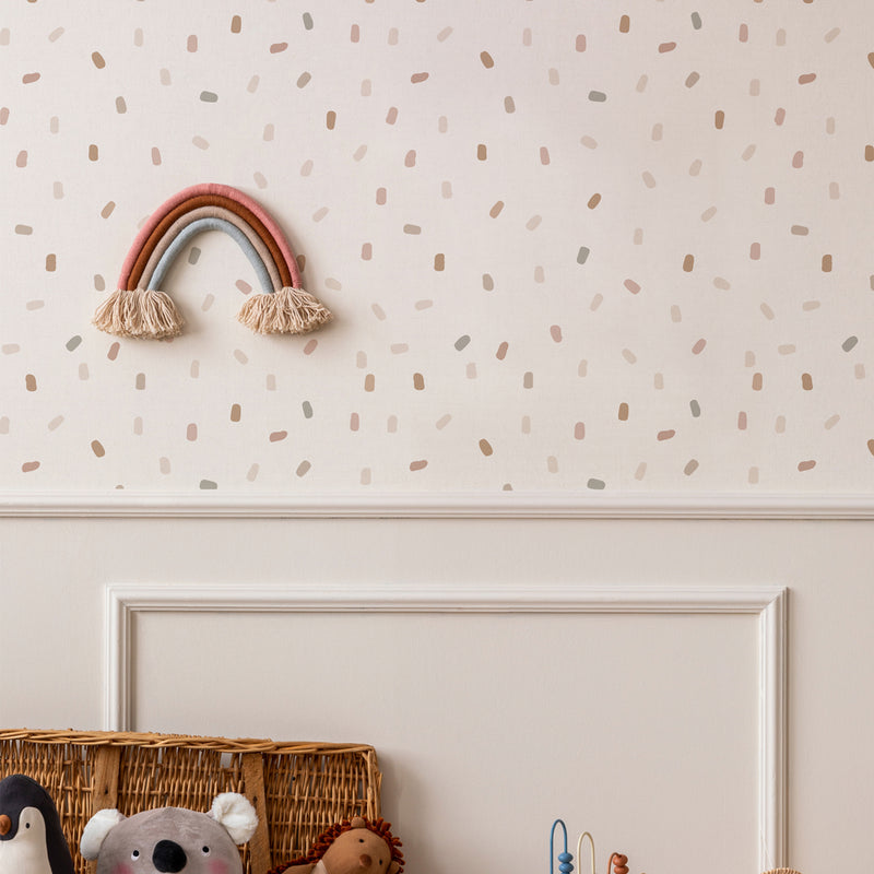 Papel pintado Confetti para decoración de la habitación de niños con colores terrosos