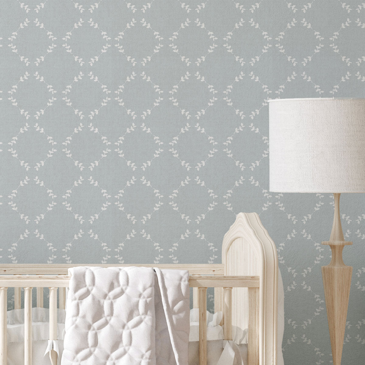 Papel pintado para decoración de cuarto de bebé diseño ramitas geométricas lino