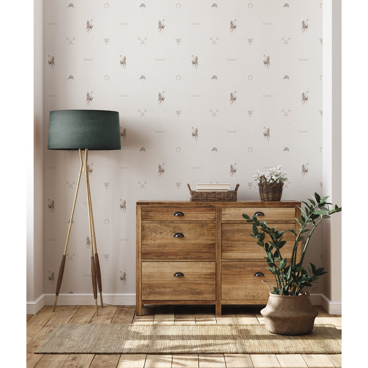 Papel pintado con dibujos de caballo Polo