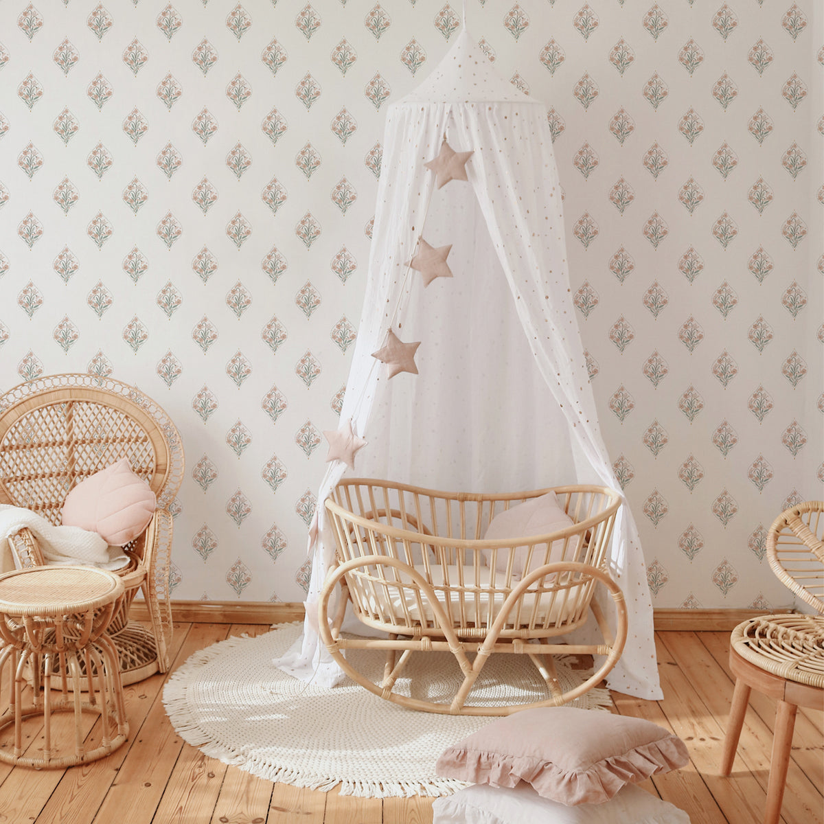 Papel pintado Flores arabes para decoración del cuarto infantil estilo boho