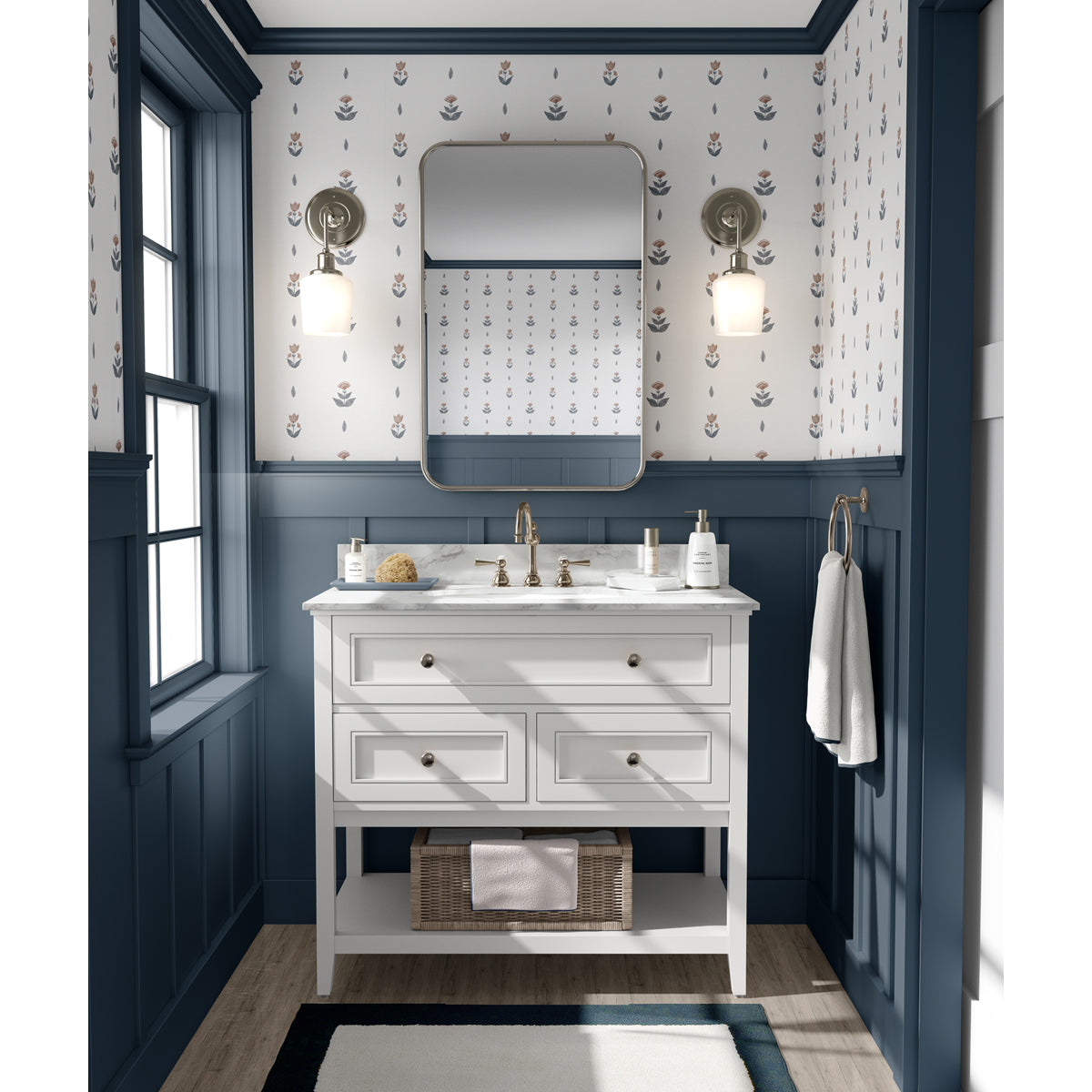 Papel pintado Flores indias para decoración de cuartos de baños