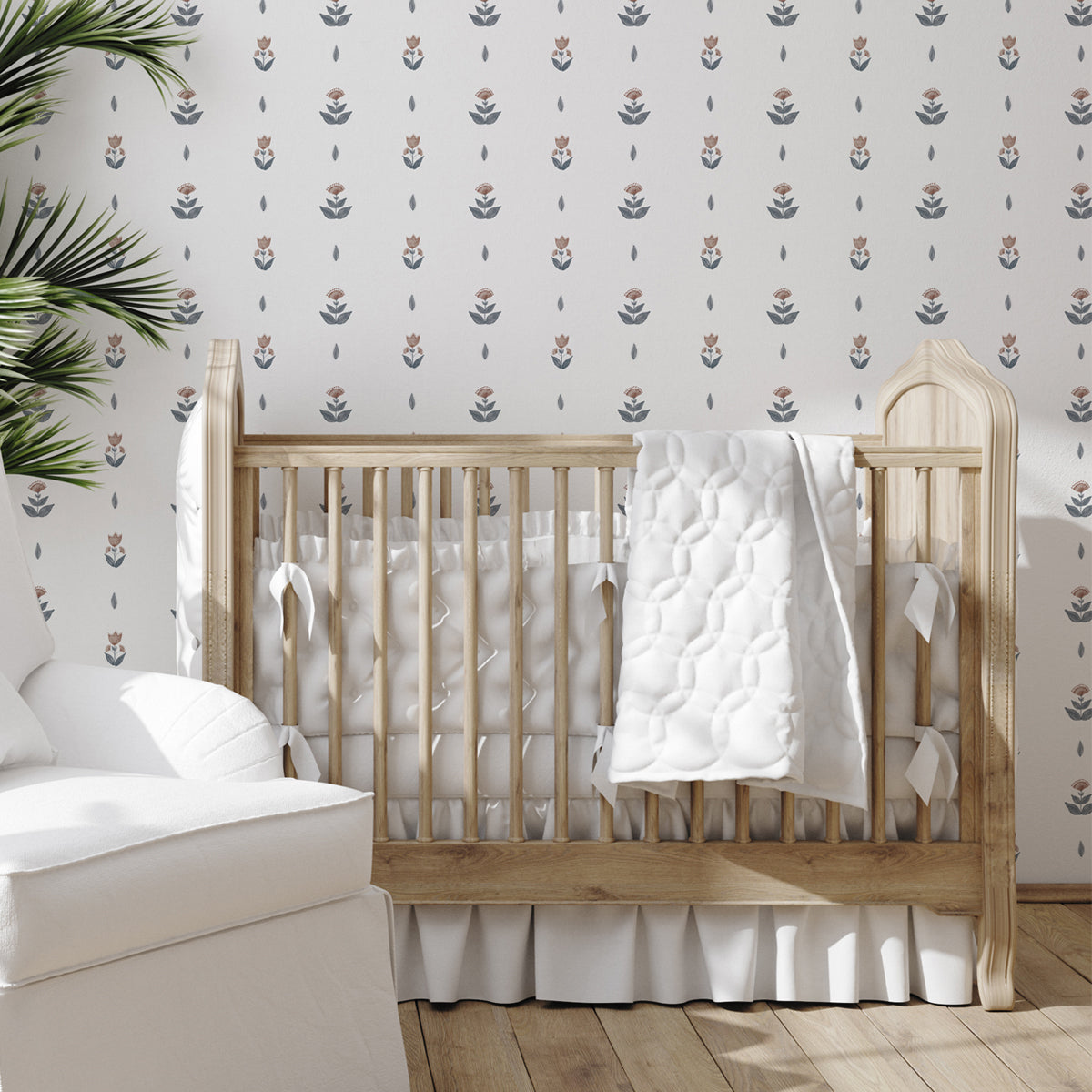 Papel pintado flores mogoles para decoración del cuarto del bebé