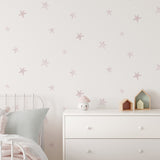 Papel pintado infantil estrellitas rosa para decoración de habitación de niñas