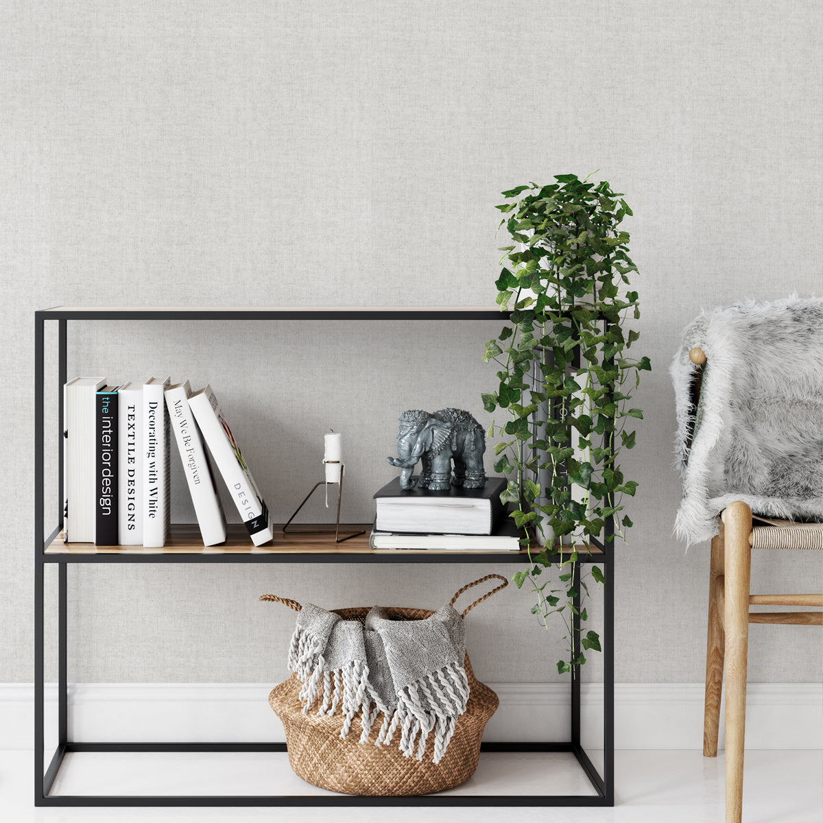 Papel pintado Lino con efecto tela para decoración de interiores