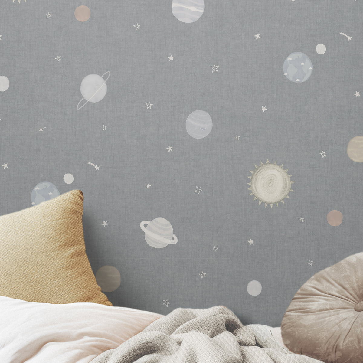 Papel pintado Mis Planetas azul