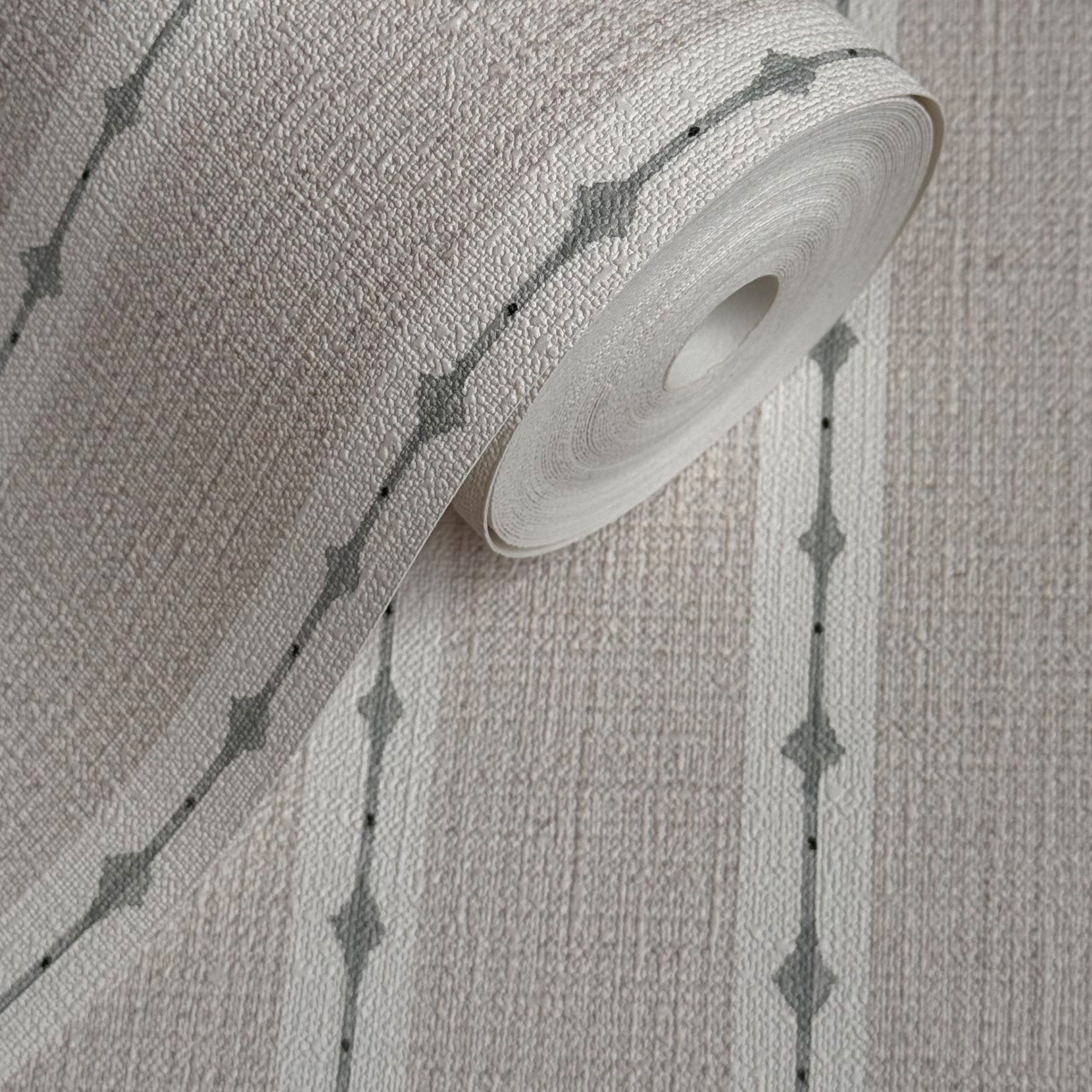 Papel pintado rayas beige y verde grisáceo elegante