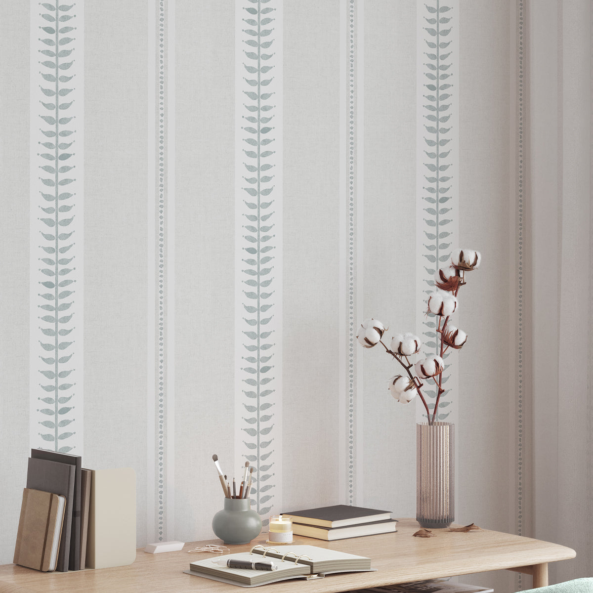 Muestra - Papel pintado Rayas Gabriela Aqua Mint