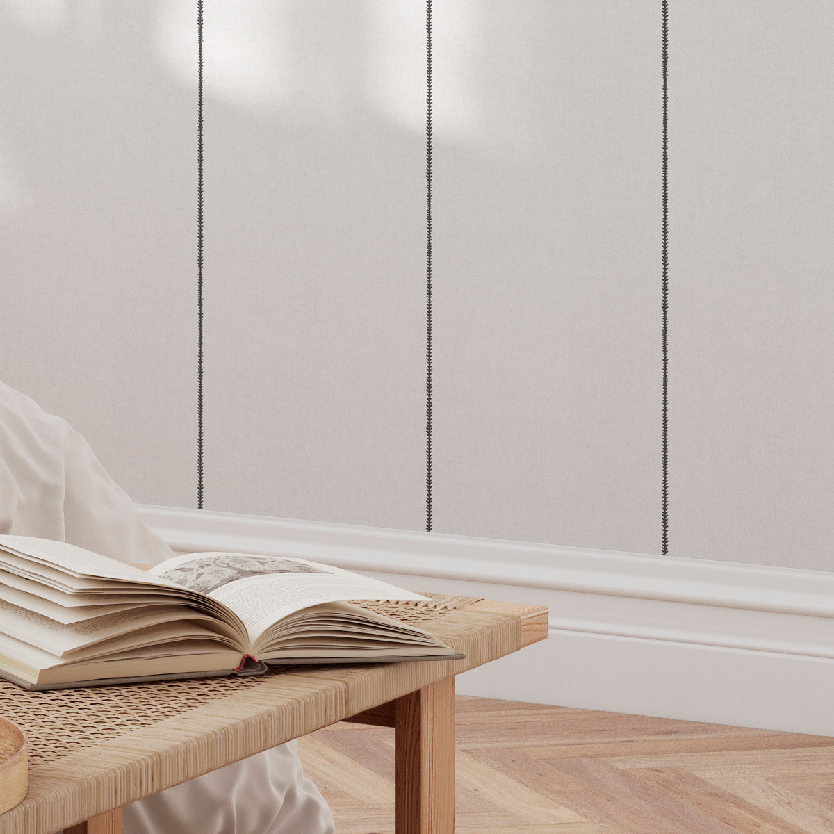 Papel pintado Rayas negras estilo nórdico para decoración de interiores