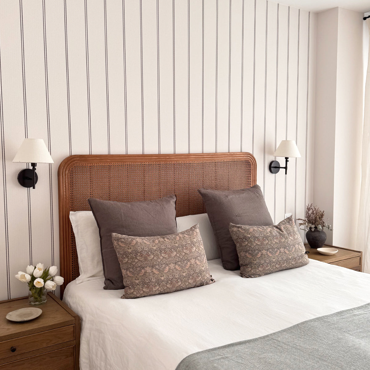 Papel pintado Rayas negro blanco para decoración de interiores