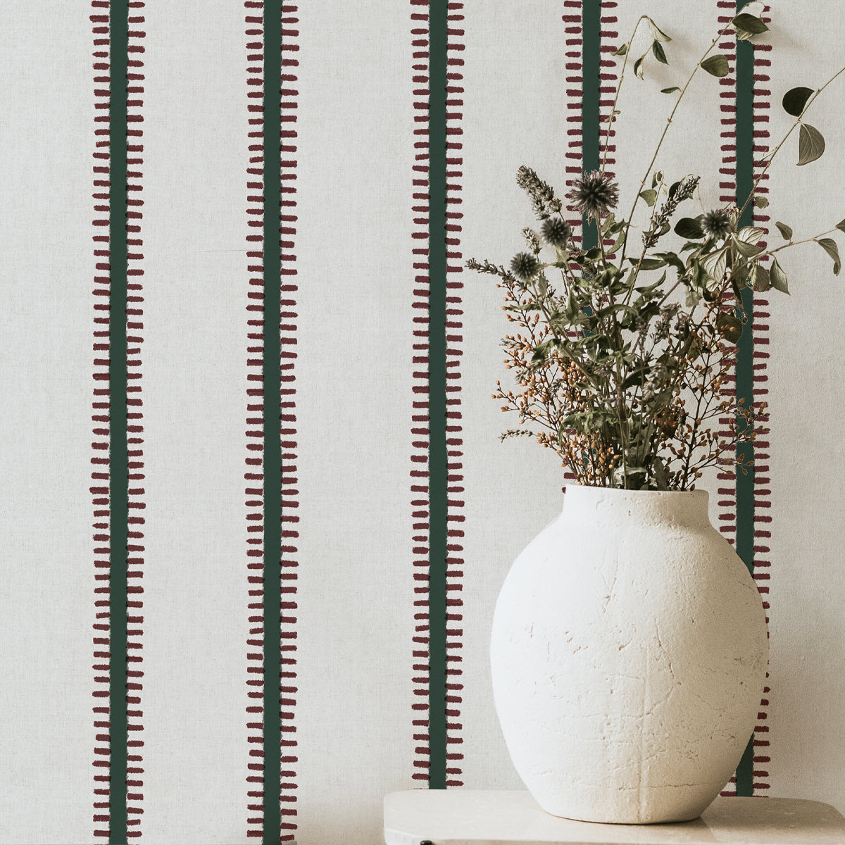 Papel pintado Rayas pati green burgundy alfmabi