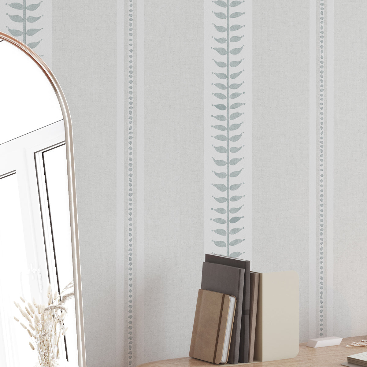 Papel pintado Rayas verdes Gabriela para la decoración del dormitorio