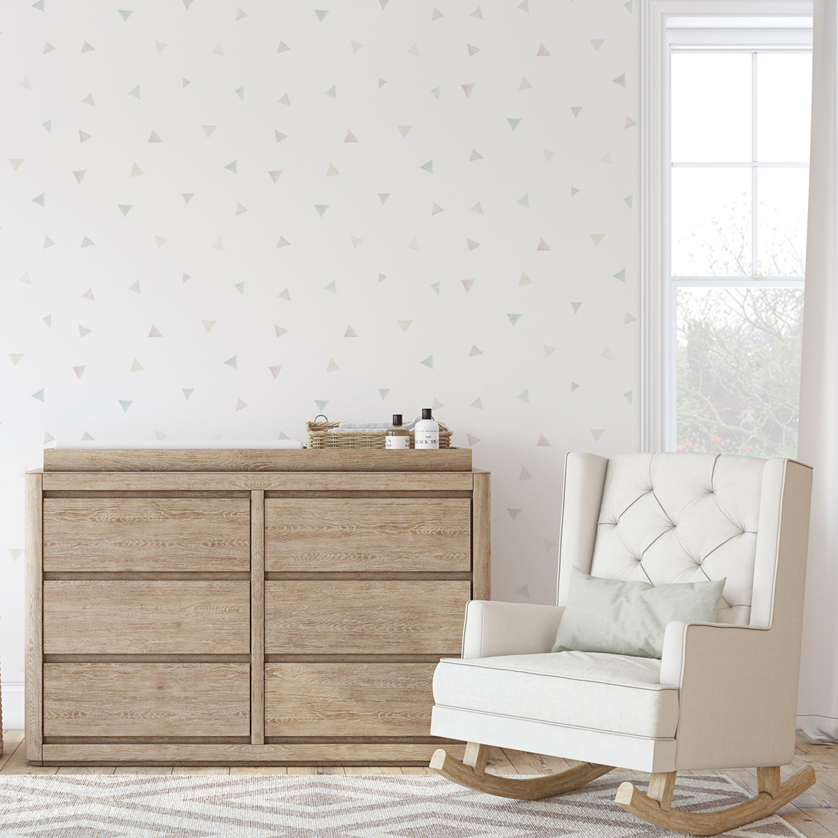 Papel pintado triángulos colores pastel claro