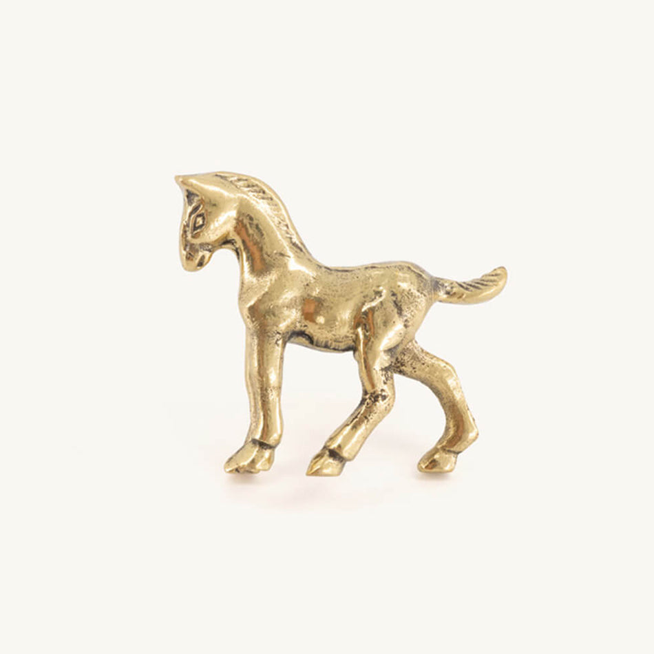 Tirador infantil caballo en oro de latón