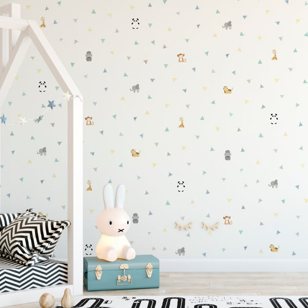 Crea una habitación infantil llena de diversión y alegría con nuestro papel pintado animales - tonos azul.