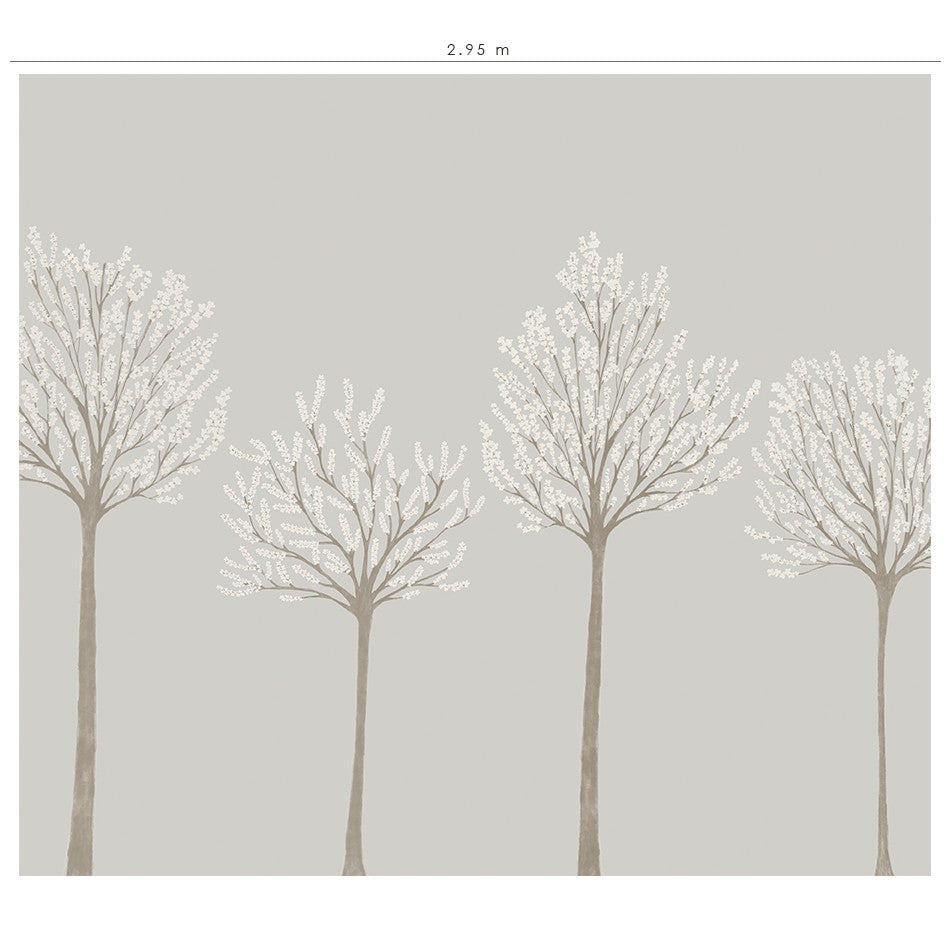 El mural de pared Arboleda gris es perfecto para decorar habitaciones de niñas mayores o de adolescentes. 