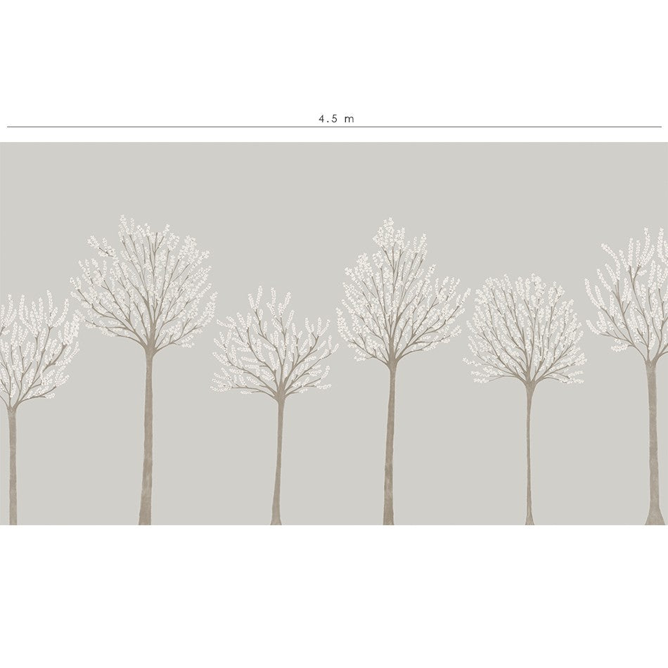 El mural de pared Arboleda gris es perfecto para decorar habitaciones de niñas mayores o de adolescentes. 