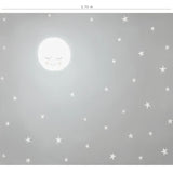 Mural de pared Mi Cielo - gris con un dulce dibujo de luna llena iluminando la noche estrellada.