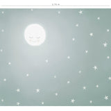 Mural de pared Mi Cielo - verde : un dulce cielo estrellado de luna llena para decorar la habitación de los niños.