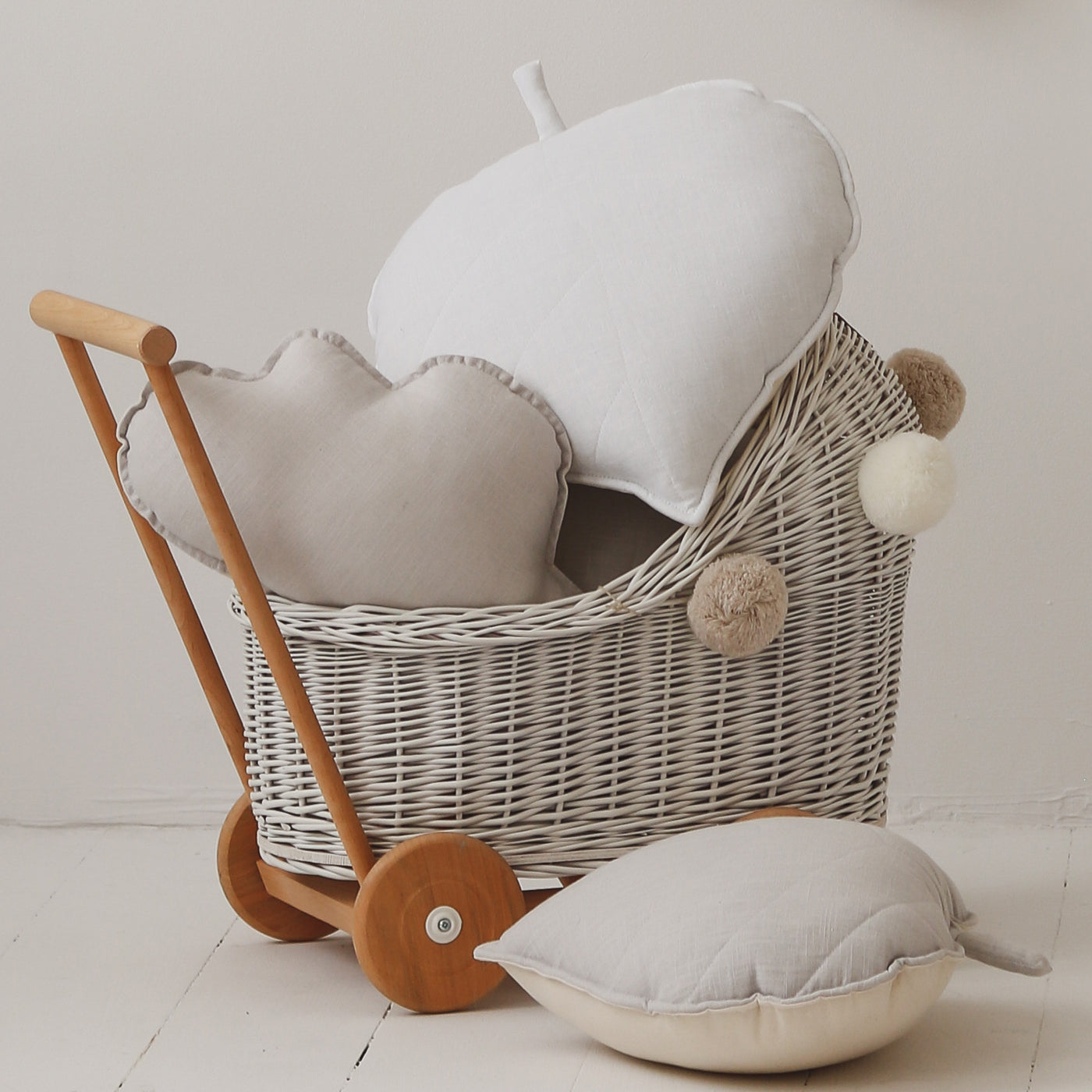 Cojin Hoja lino blanco