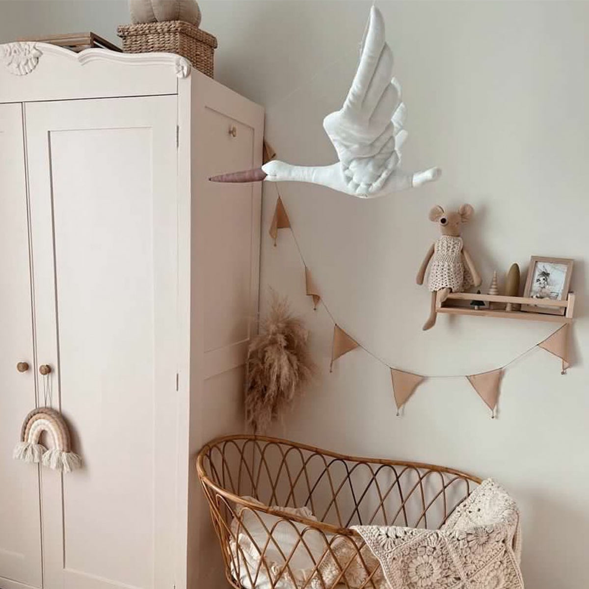 Decoración de pared cigüeña de colgar infantil