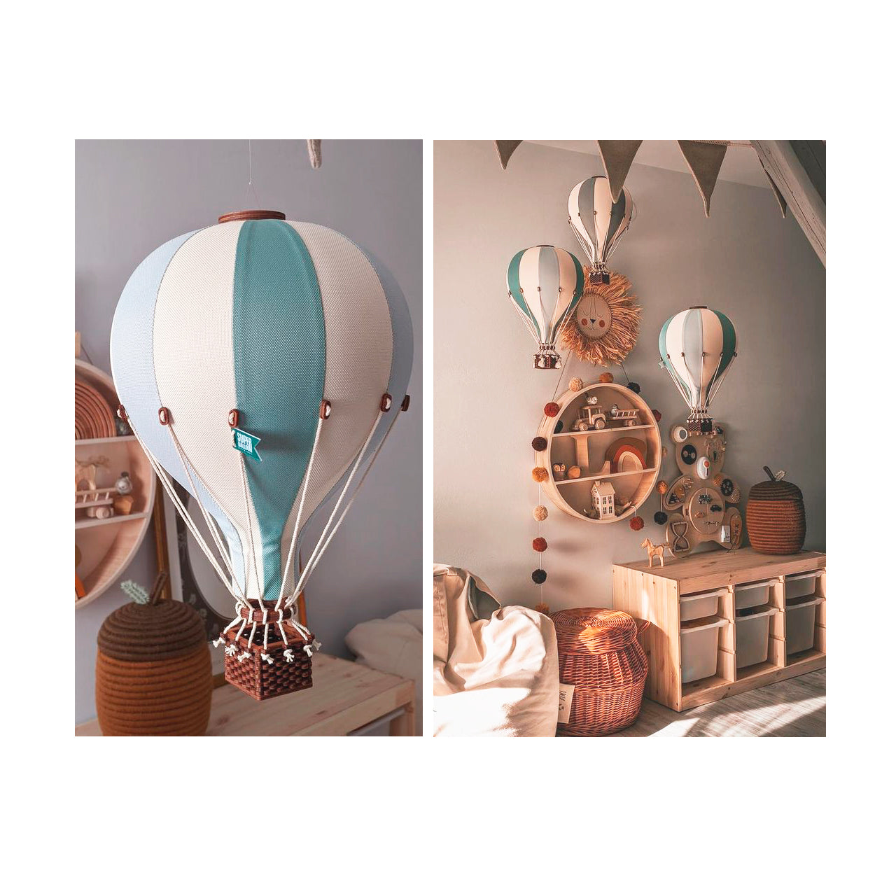 Globo colgante decorativo infantil verde y menta