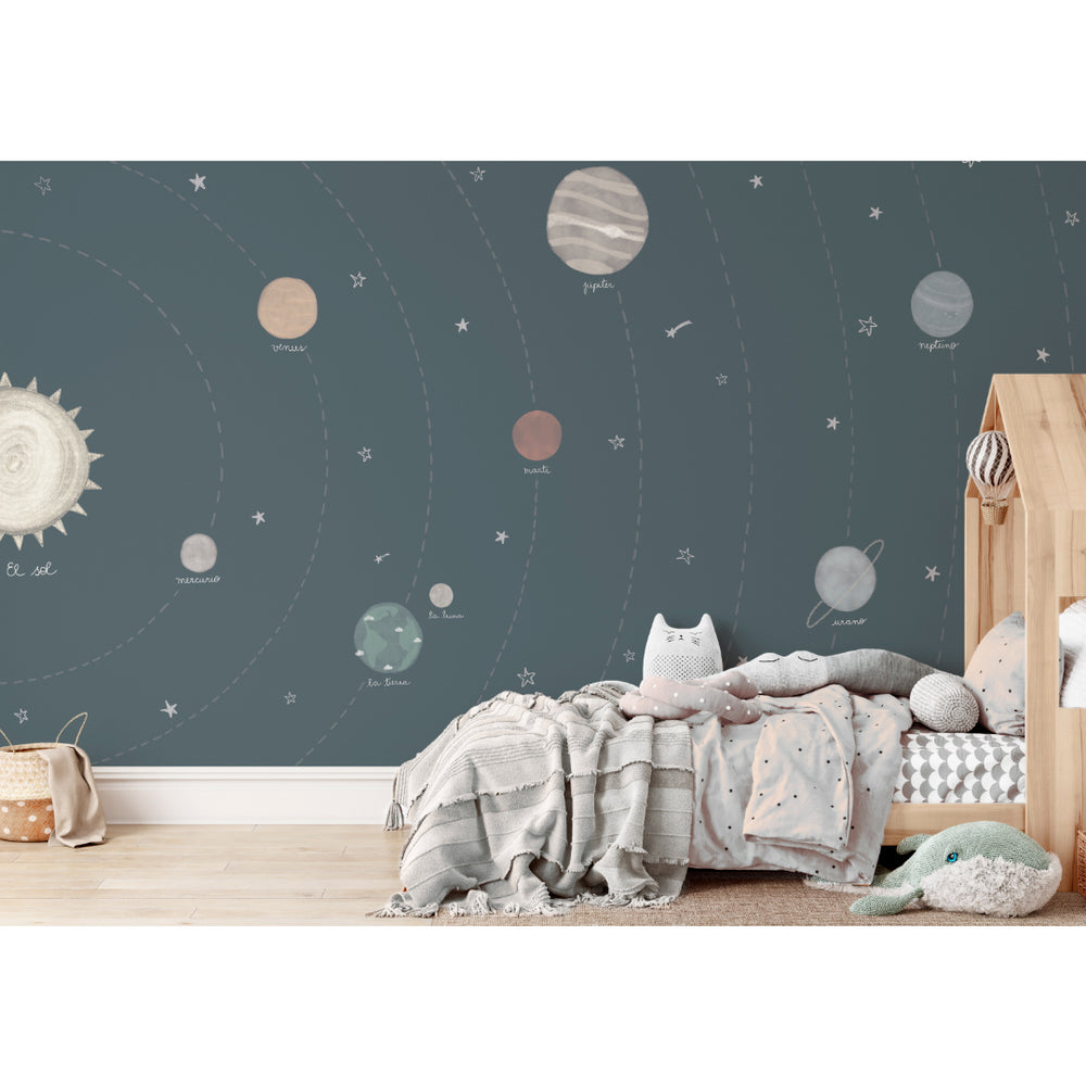Wallpaper mural My Blue Planets Playful Decoration for Kids