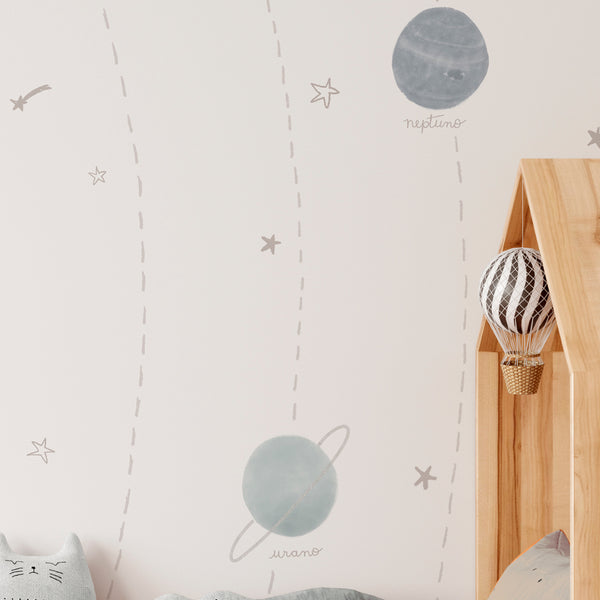 Mural de pared Universo con planetas para decoración infantil