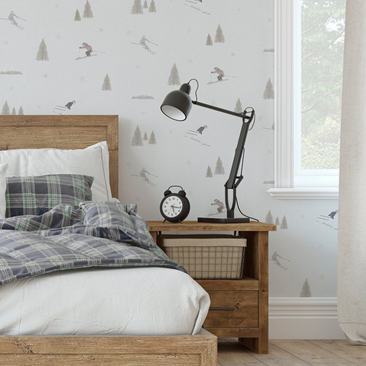 Papel pintado Esquiadores para decoración del cuarto juvenil