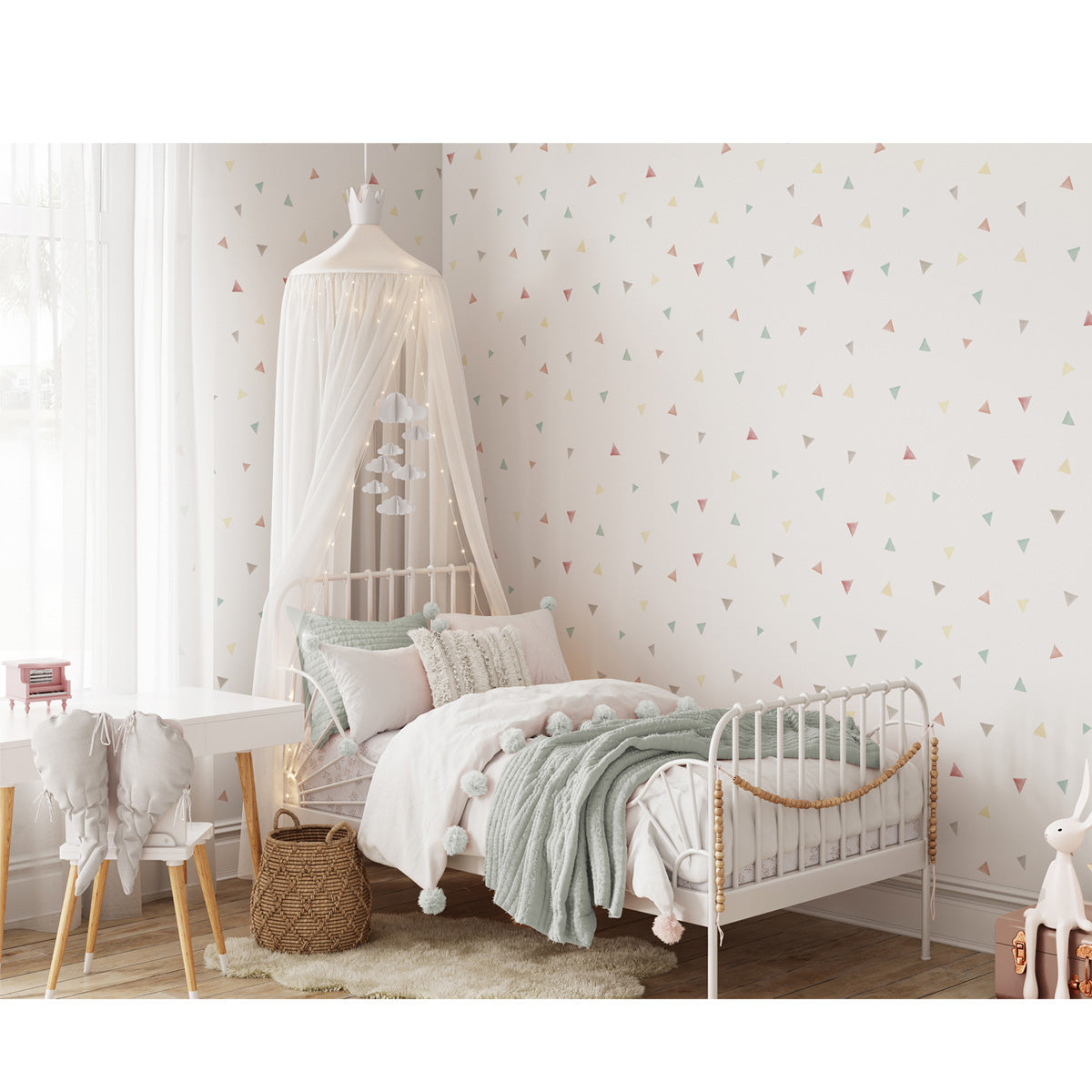 Papel pintado Triángulos de colores para habitaciones infantiles
